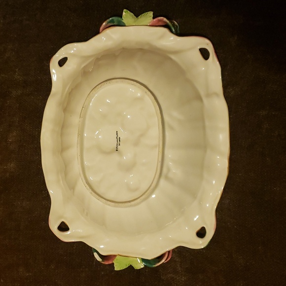 Fitz & Floyd Woodland Floral Platter Serving Tray 19.5" Flowers Ribbon Handles. - Picture 2 of 5